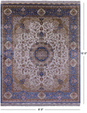 Ivory High End Persian Hand Knotted 100 % Silk Rug - 8' 0" X 10' 0" - Golden Nile