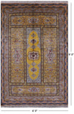 Gold High End Persian Hand Knotted 100 % Silk Rug - 6' 0" X 9' 0" - Golden Nile