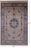 Ivory High End Persian Hand Knotted 100 % Silk Rug - 6' 0" X 9' 0" - Golden Nile