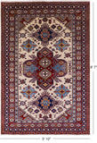 Ivory Super Kazak Hand Knotted Wool Rug - 5' 10" X 8' 7" - Golden Nile