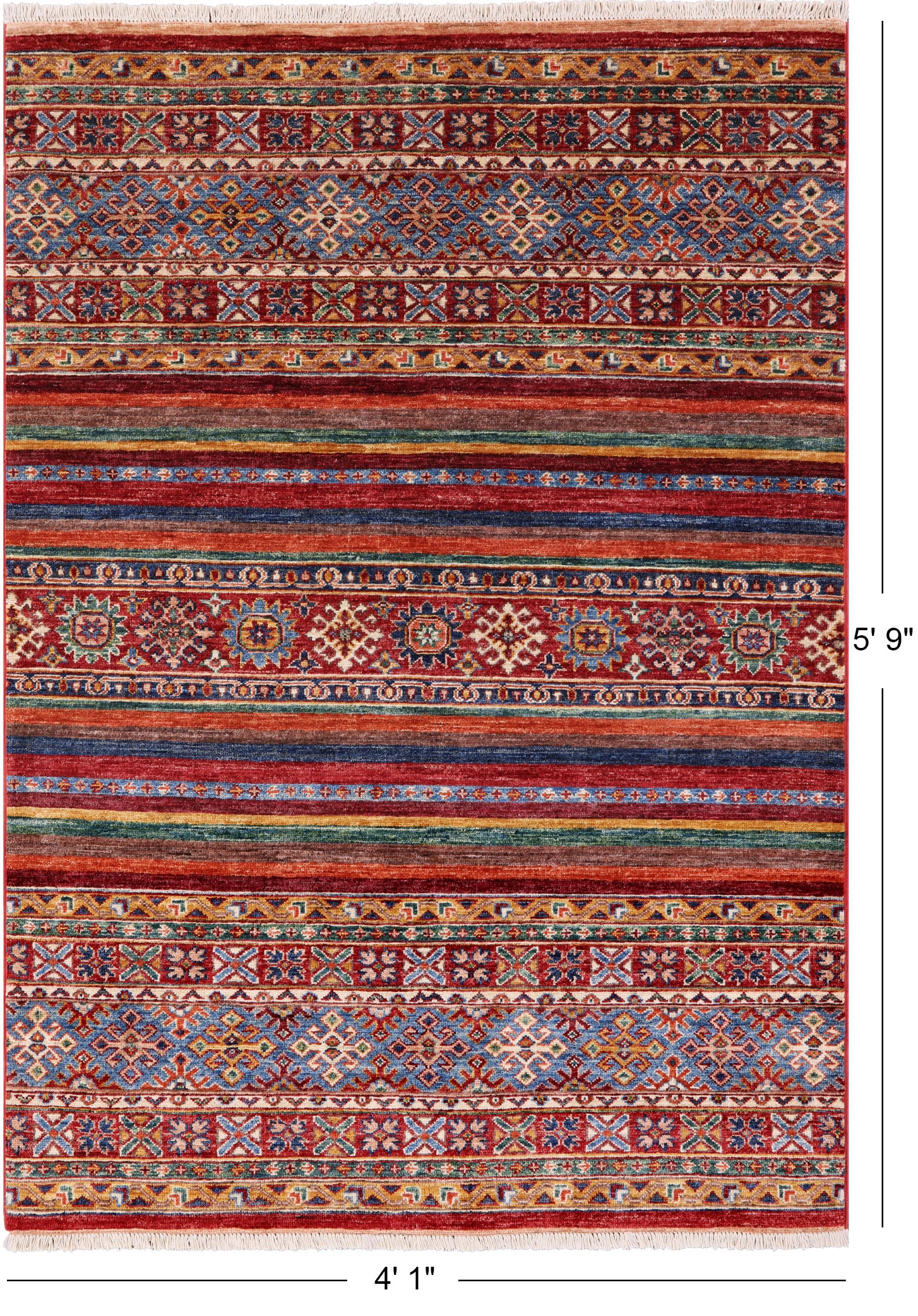Tribal Khorjin Persian Gabbeh Hand Knotted Wool Rug - 4' 1" X 5' 9" - Golden Nile