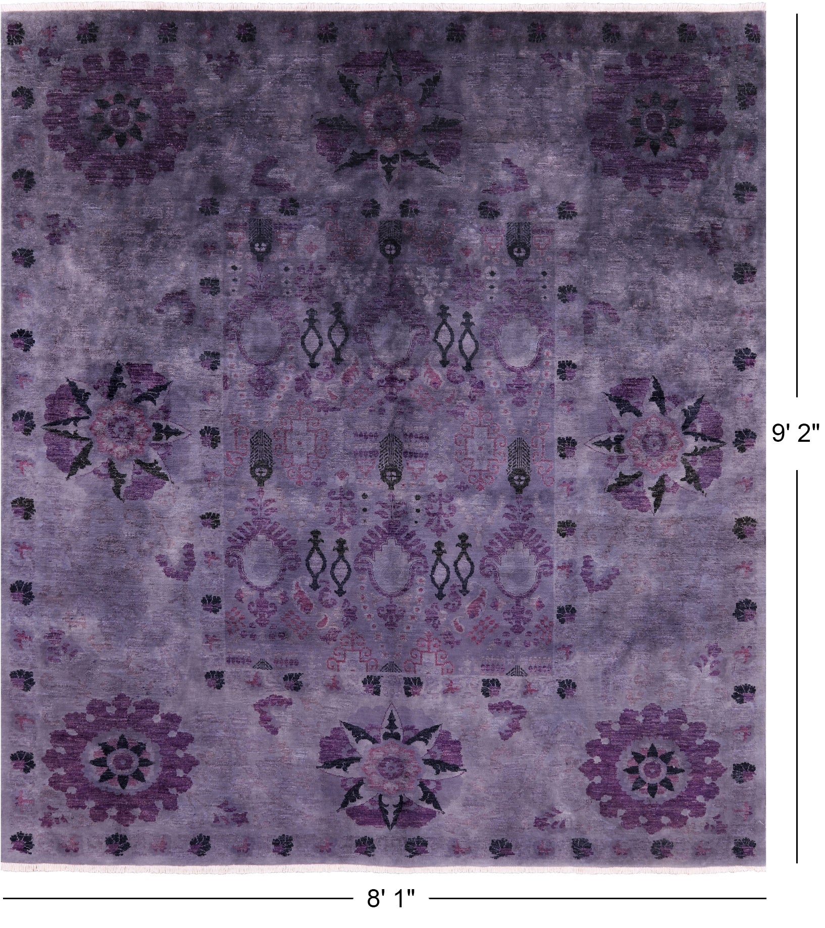 William Morris Overdyed Full Pile Handmade Wool Rug - 8' 1" X 9' 2" - Golden Nile