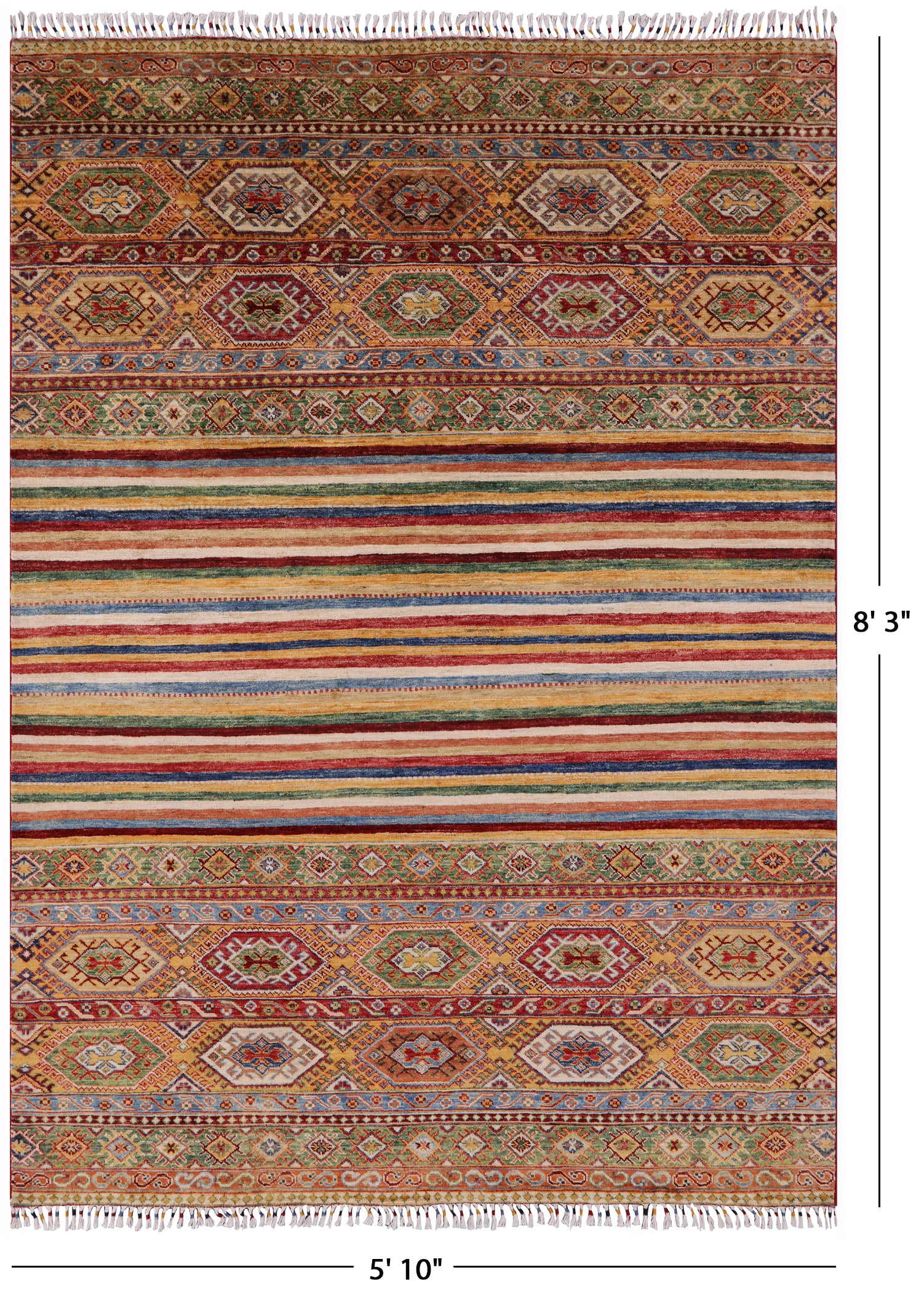 Tribal Khorjin Persian Gabbeh Hand Knotted Wool Rug - 5' 10" X 8' 3" - Golden Nile