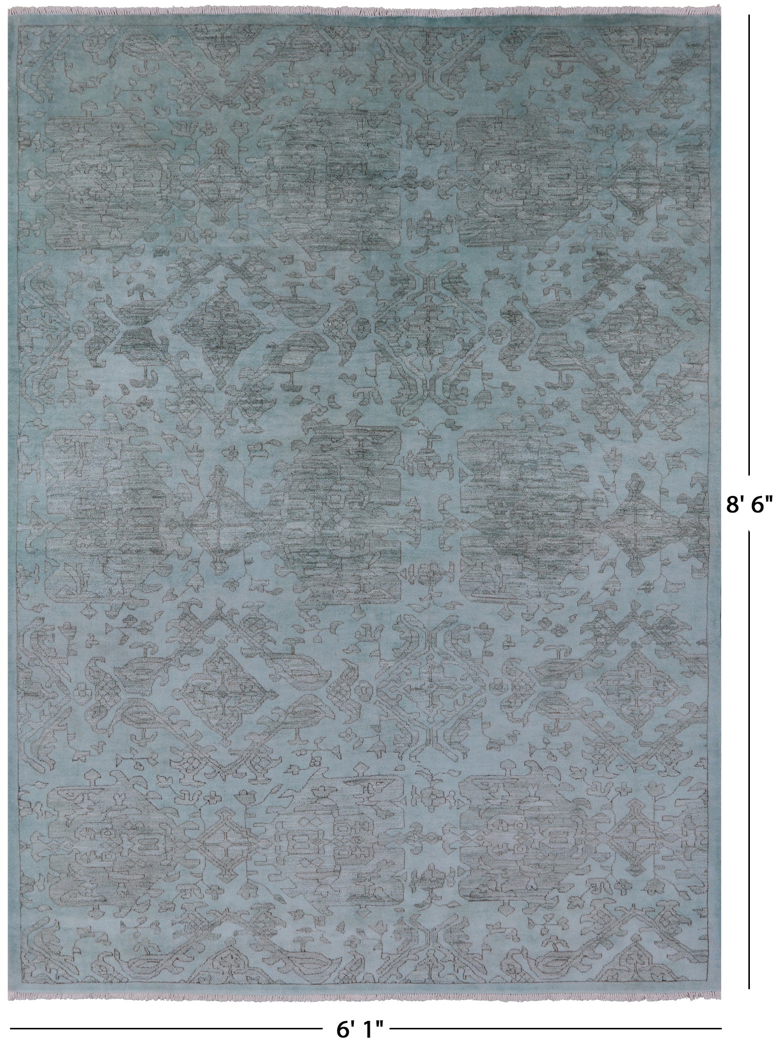 Full Pile Overdyed Hand Knotted Wool Rug - 6' 1" X 8' 6" - Golden Nile
