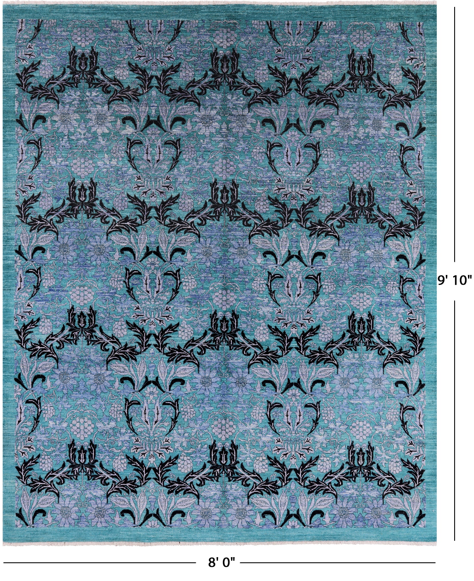 William Morris Hand Knotted Wool Rug - 8' 0" X 9' 10" - Golden Nile