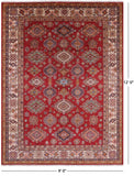 Red Super Kazak Hand Knotted Wool Rug - 9' 0" X 12' 0" - Golden Nile