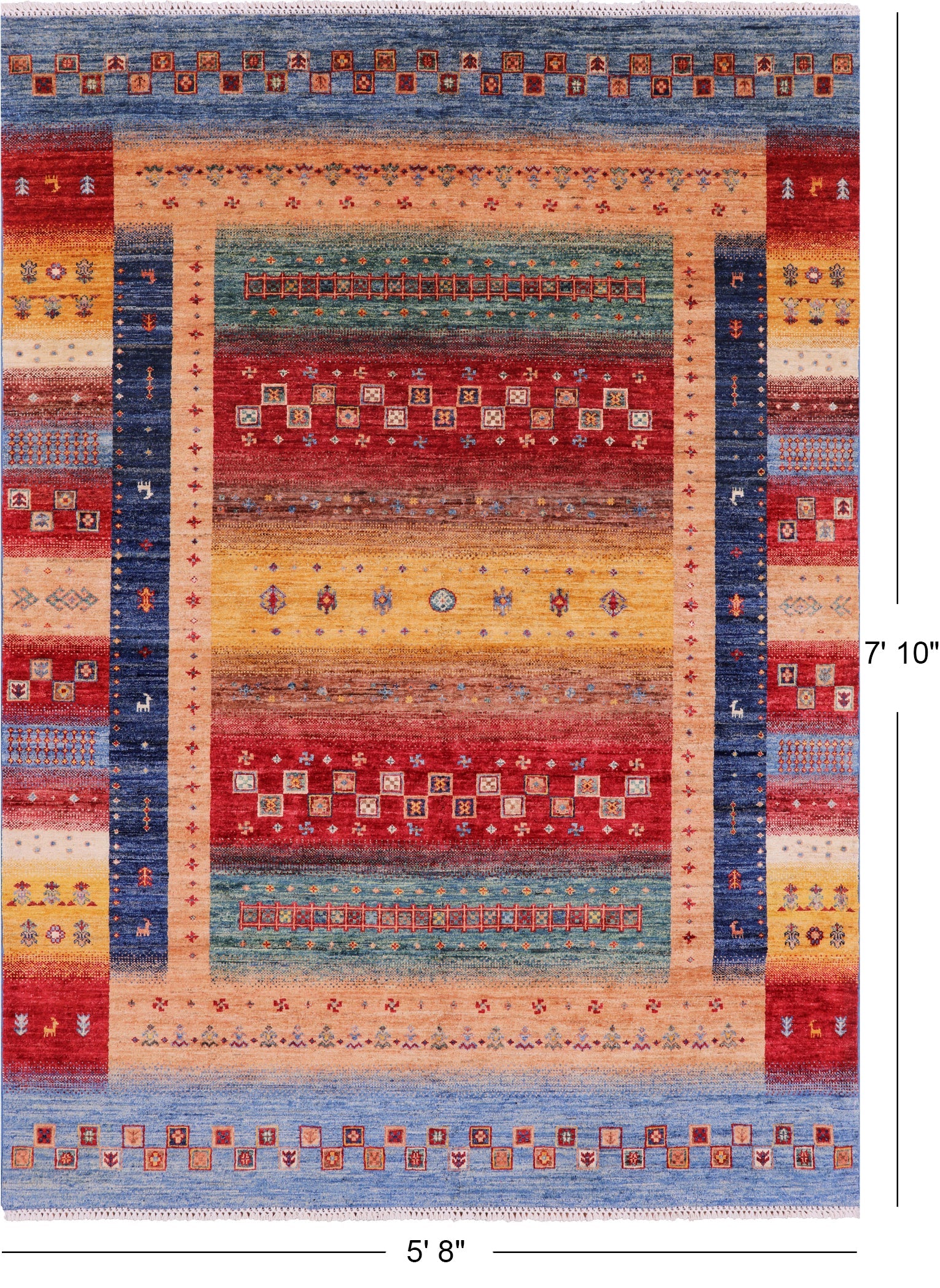 Tribal Persian Gabbeh Hand Knotted Wool Rug - 5' 8" X 7' 10" - Golden Nile