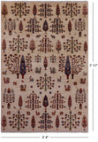 Ivory Persian Gabbeh Hand Knotted Wool Rug - 5' 4" X 7' 11" - Golden Nile