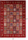 Red Tribal Persian Gabbeh Handmade Wool Rug - 5' 8" X 8' 1" - Golden Nile