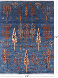 Blue Tribal Persian Gabbeh Hand Knotted Wool Rug - 5' 9" X 7' 9" - Golden Nile