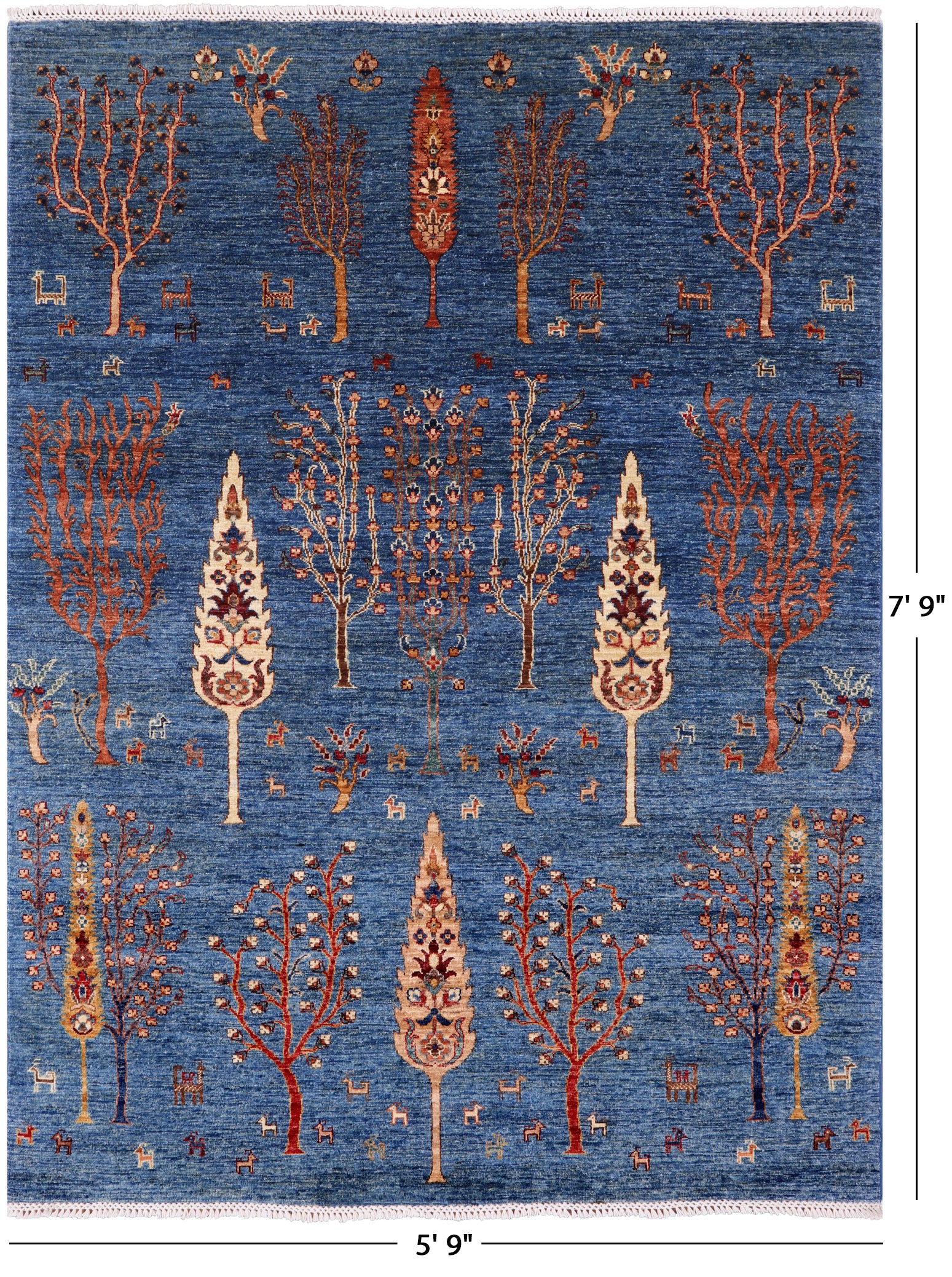 Blue Tribal Persian Gabbeh Hand Knotted Wool Rug - 5' 9" X 7' 9" - Golden Nile