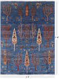 Blue Tribal Persian Gabbeh Hand Knotted Wool Rug - 5' 9" X 7' 9" - Golden Nile