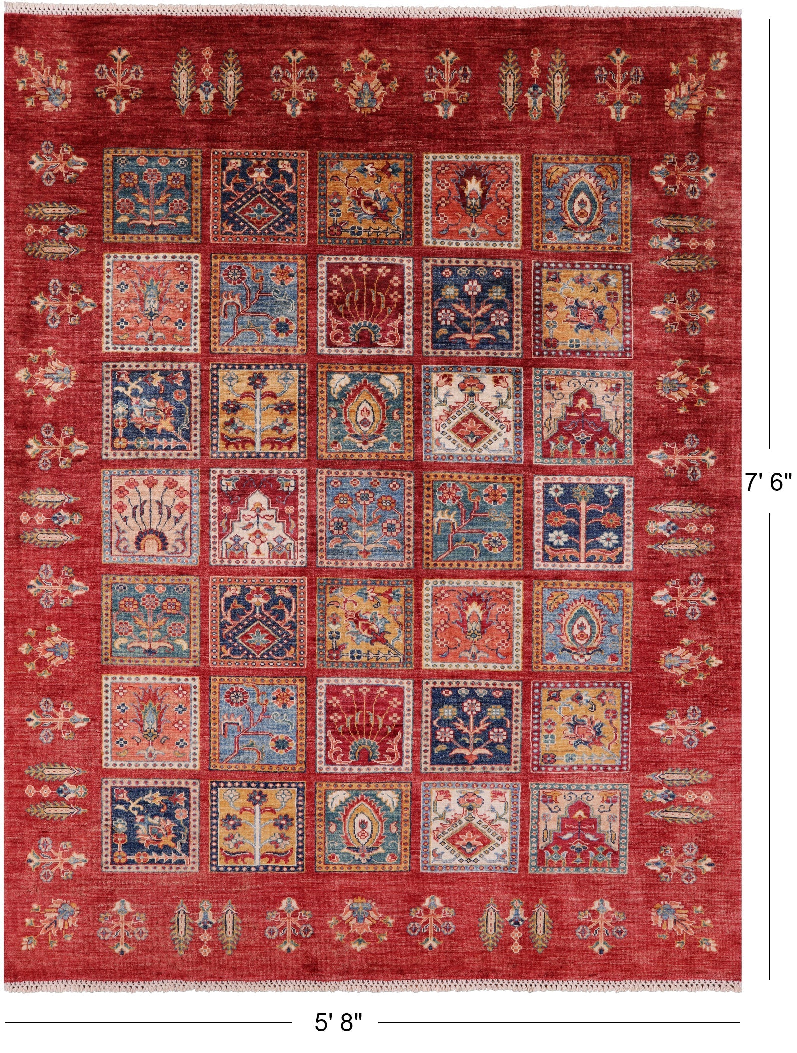 Red Tribal Persian Gabbeh Hand Knotted Wool Rug - 5' 8" X 7' 6" - Golden Nile