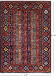 Shall Persian Gabbeh Handmade Wool Rug - 4' 2" X 5' 10" - Golden Nile