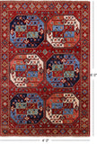 Red Turkmen Ersari Hand Knotted Wool Rug - 4' 0" X 6' 0" - Golden Nile