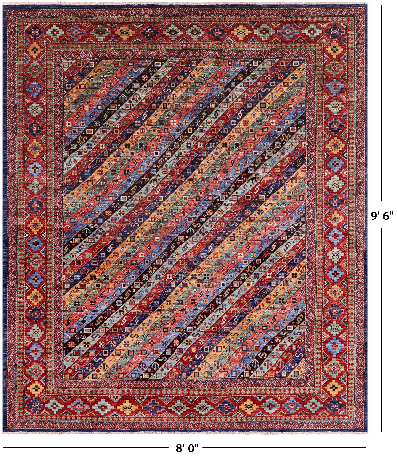 Shall Persian Gabbeh Hand Knotted Wool Rug - 8' 0" X 9' 6" - Golden Nile