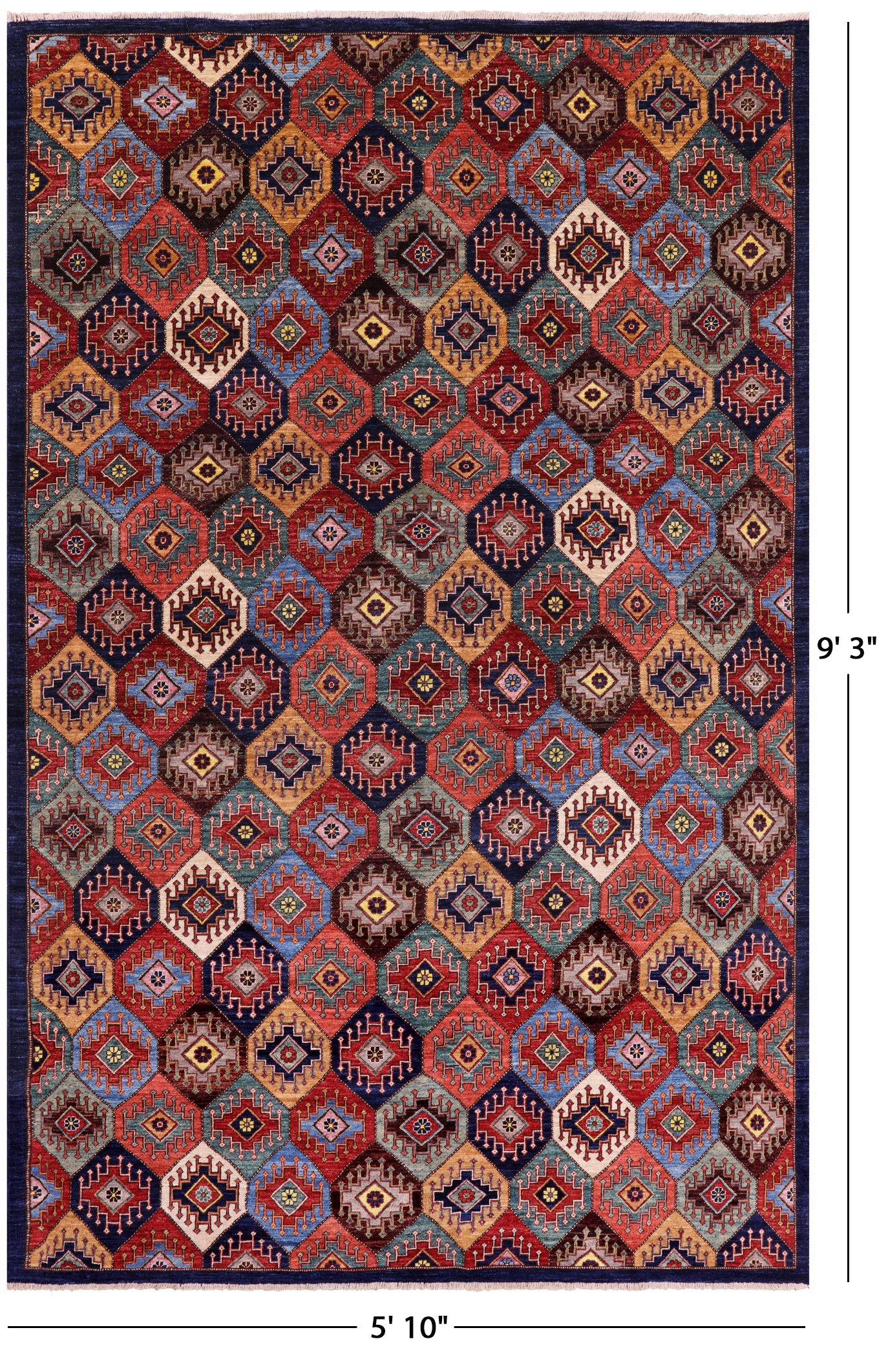 Shall Persian Gabbeh Hand Knotted Wool Rug - 5' 10" X 9' 3" - Golden Nile