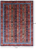 Shall Persian Gabbeh Hand Knotted Wool Rug - 4' 10" X 6' 8" - Golden Nile