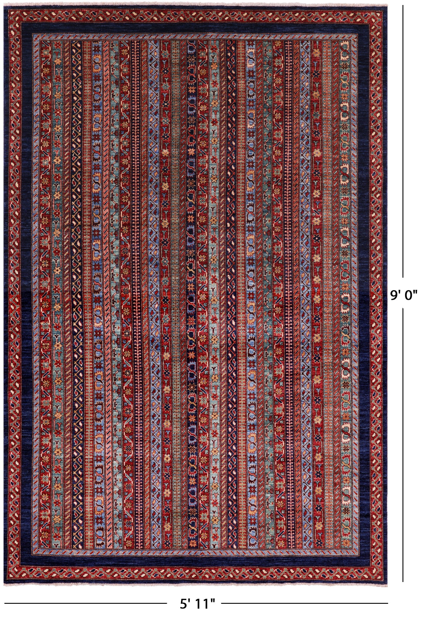 Shall Persian Gabbeh Handmade Wool Rug - 5' 11" X 9' 0" - Golden Nile