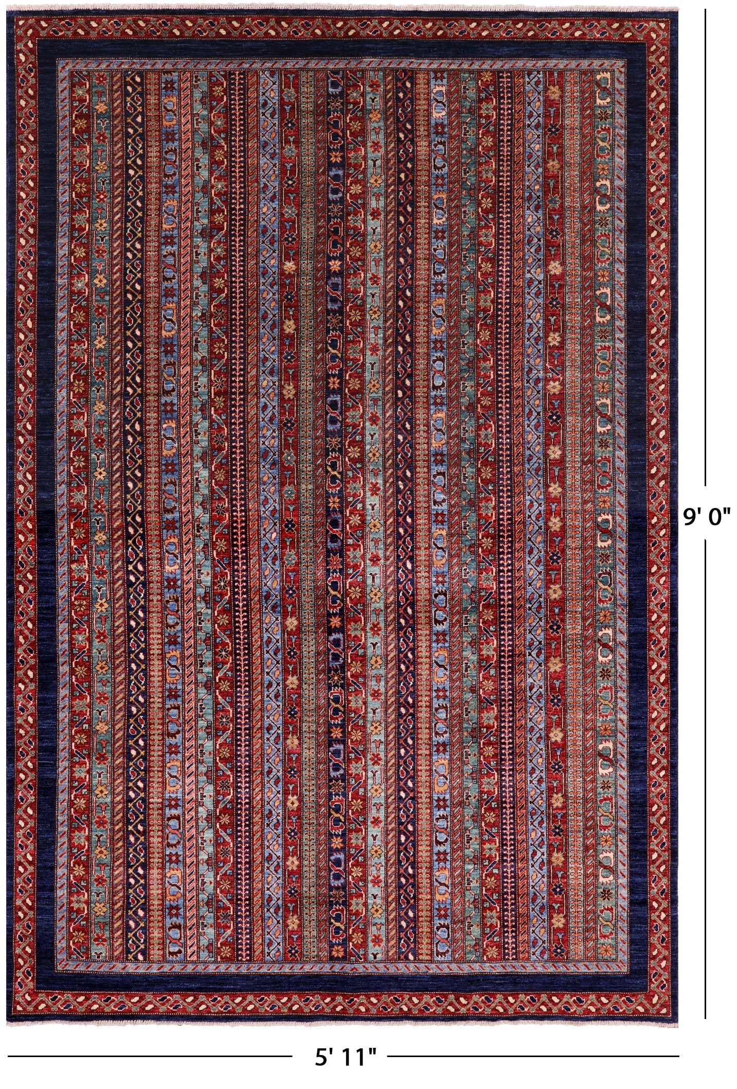 Shall Persian Gabbeh Handmade Wool Rug - 5' 11" X 9' 0" - Golden Nile