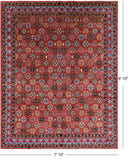 Red Turkmen Ersari Handmade Wool Rug - 7' 10" X 9' 10" - Golden Nile