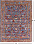 Blue Persian Fine Serapi Hand Knotted Wool Rug - 8' 10" X 11' 10" - Golden Nile