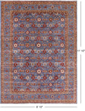 Blue Persian Fine Serapi Hand Knotted Wool Rug - 8' 10" X 11' 10" - Golden Nile
