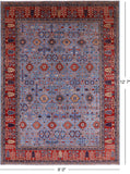 Blue Persian Fine Serapi Handmade Wool Rug - 9' 0" X 12' 7" - Golden Nile