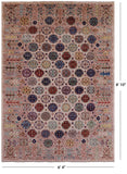 Ivory Turkmen Ersari Hand Knotted Wool Rug - 6' 4" X 8' 10" - Golden Nile