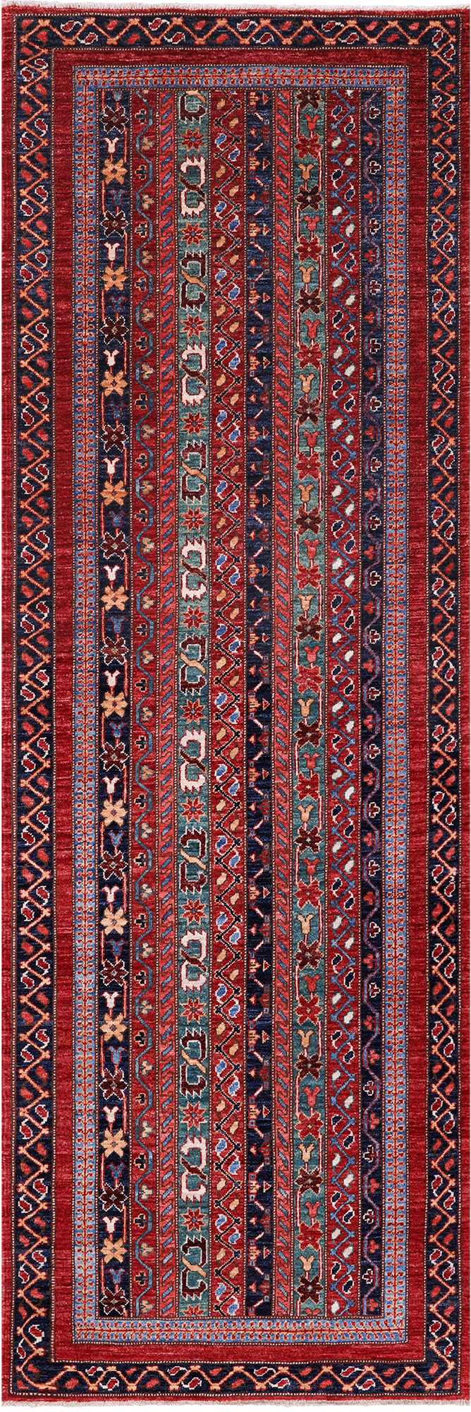 Shall Persian Gabbeh Hand Knotted Wool Runner Rug - 2' 8" X 8' 0"