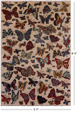 Ivory Butterflies Design Modern Handmade Wool Rug - 5' 7" X 8' 5" - Golden Nile