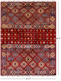 Red Tribal Khorjin Persian Gabbeh Handmade Rug - 4' 11" X 6' 7" - Golden Nile