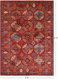 Red Turkmen Ersari Hand Knotted Wool Rug - 5' 9" X 8' 2" - Golden Nile