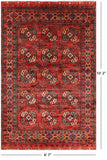 Red Turkmen Ersari Handmade Wool Rug - 6' 7" X 10' 2" - Golden Nile
