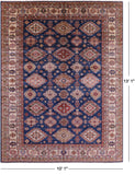 Blue Super Kazak Hand Knotted Wool Rug - 10' 1" X 13' 1" - Golden Nile