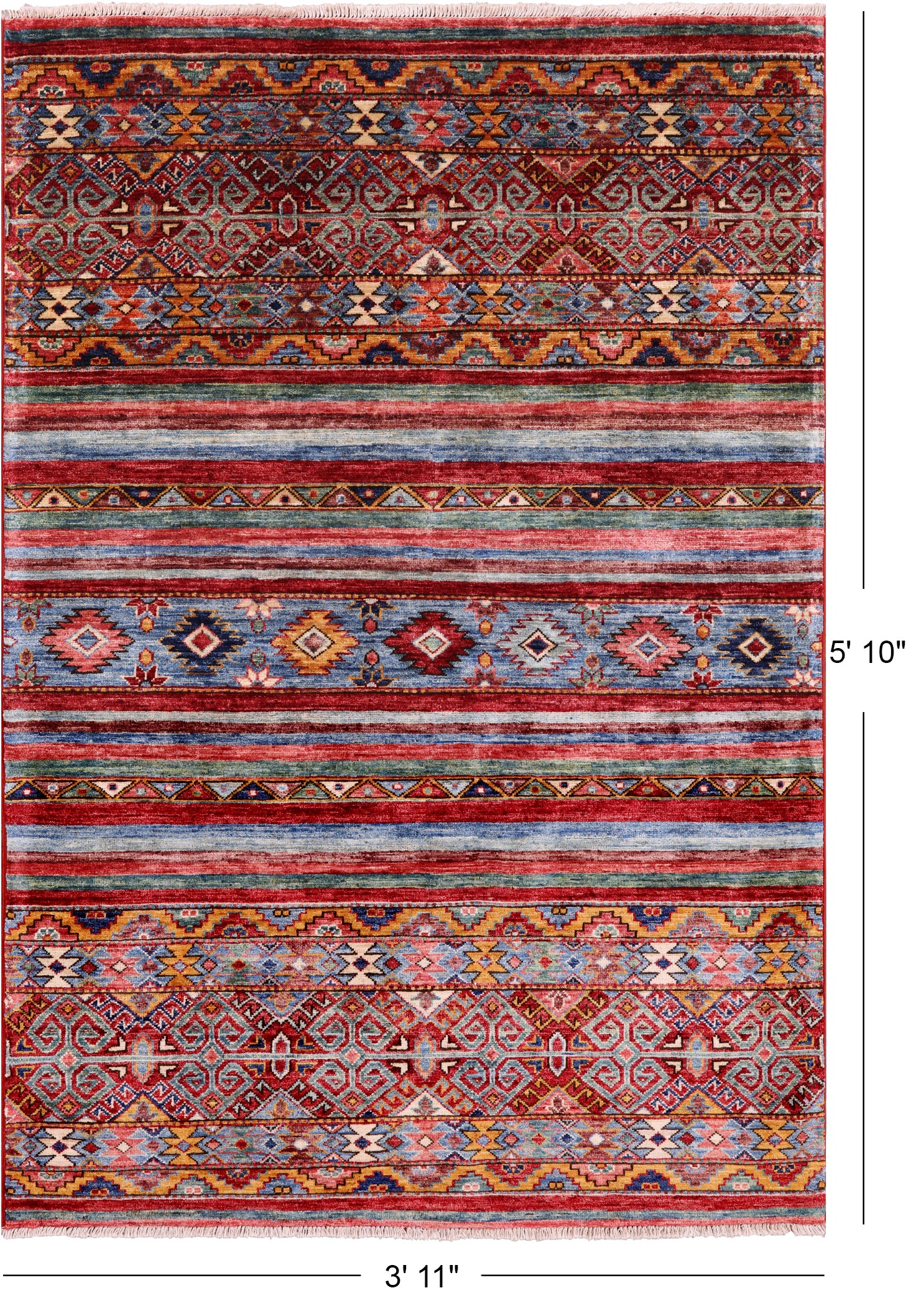 Khorjin Persian Gabbeh Hand Knotted Wool Rug - 3' 11" X 5' 10" - Golden Nile
