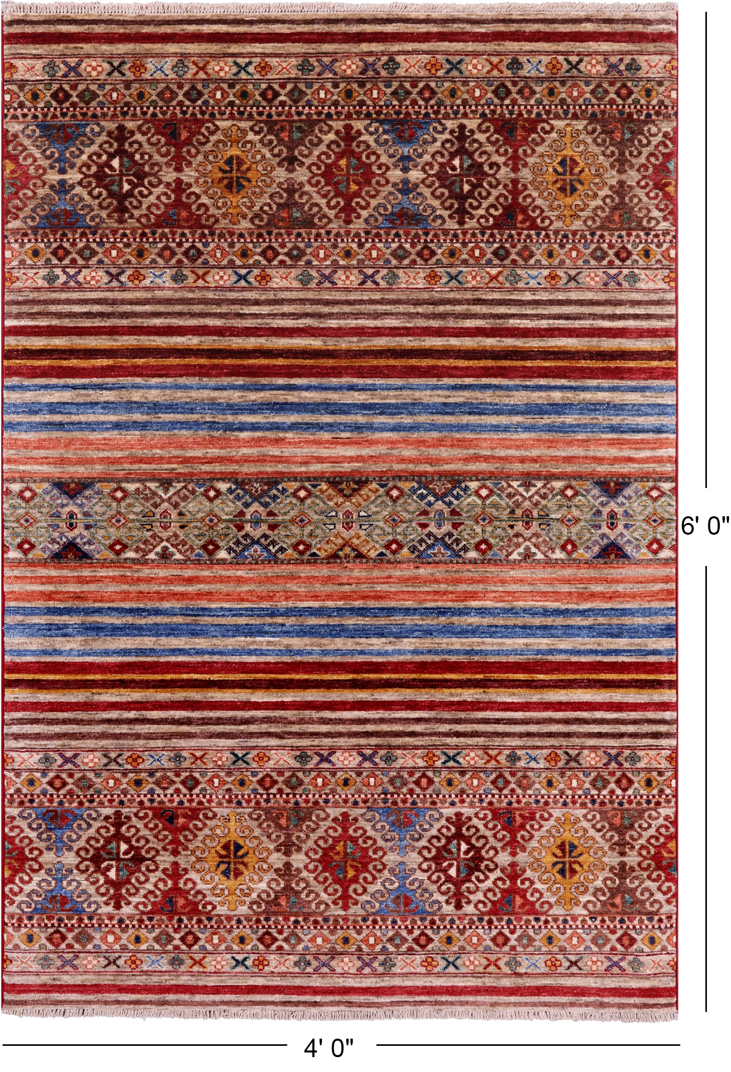 Khorjin Persian Gabbeh Handmade Wool Rug - 4' 0" X 6' 0" - Golden Nile