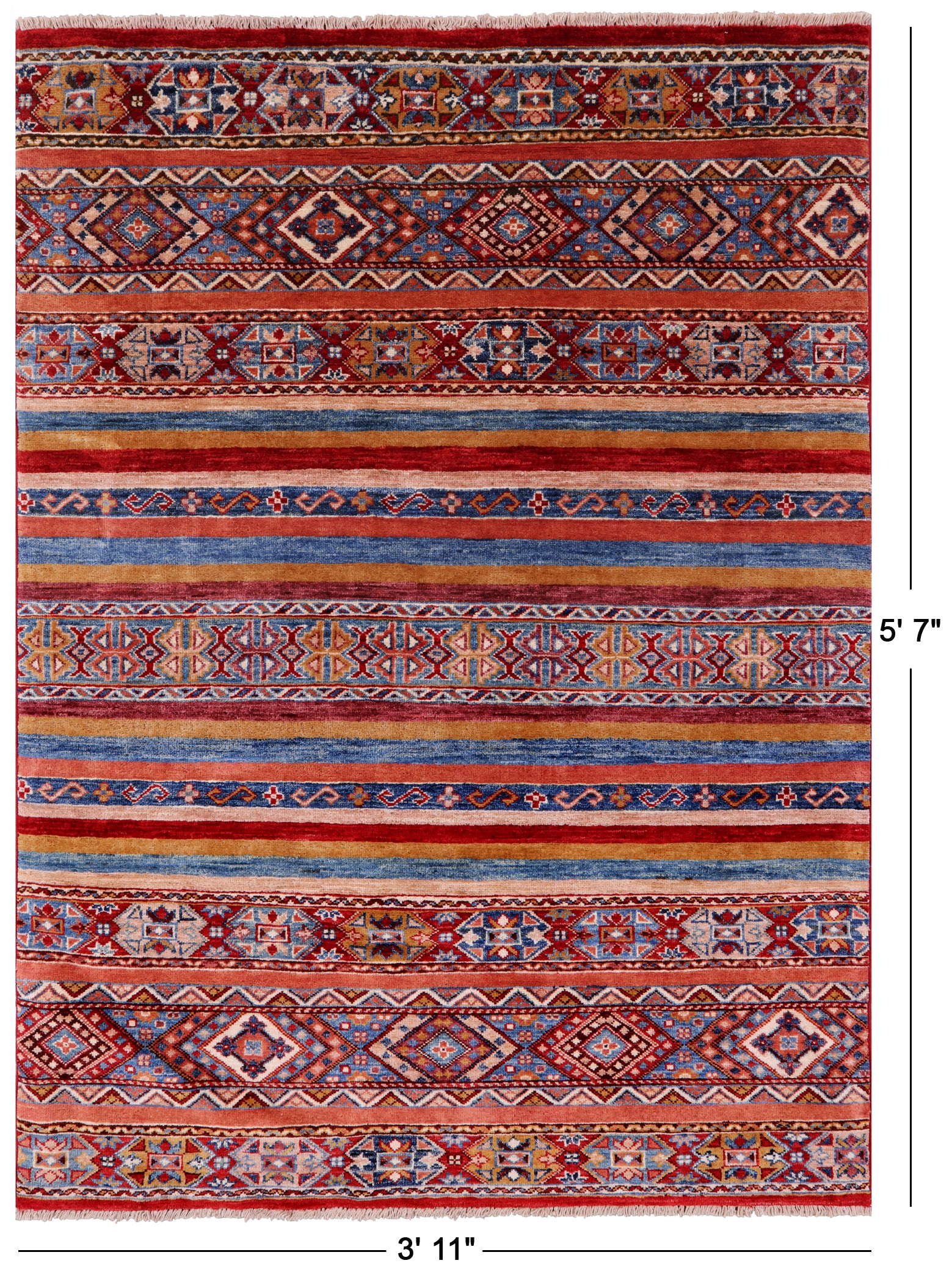 Khorjin Persian Gabbeh Handmade Wool Rug - 3' 11" X 5' 7" - Golden Nile