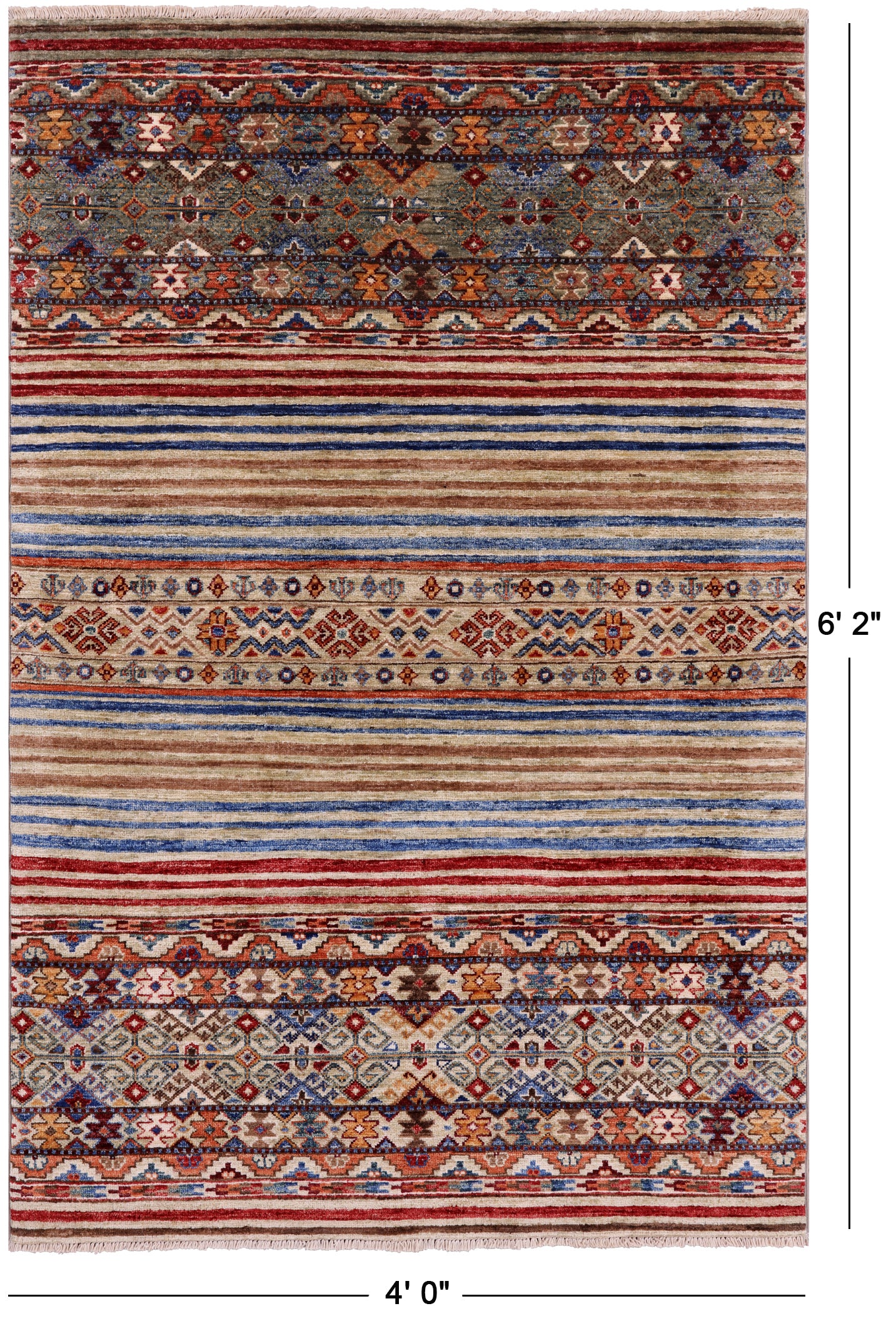 Khorjin Persian Gabbeh Handmade Wool Rug - 4' 0" X 6' 2" - Golden Nile