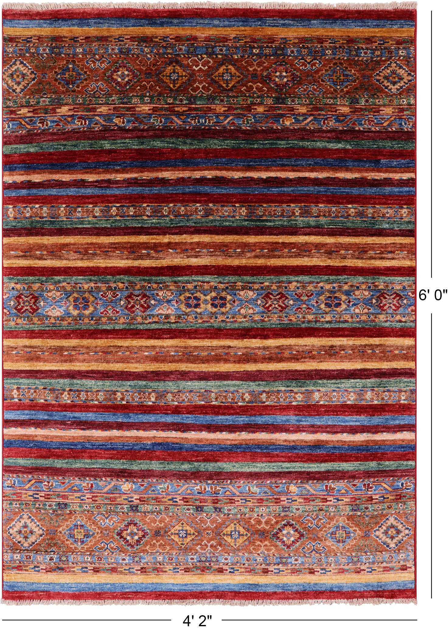 Khorjin Persian Gabbeh Handmade Wool Rug - 4' 2" X 6' 0" - Golden Nile