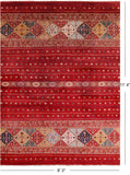 Red Khorjin Persian Gabbeh Hand Knotted Wool Rug - 8' 3" X 11' 4" - Golden Nile