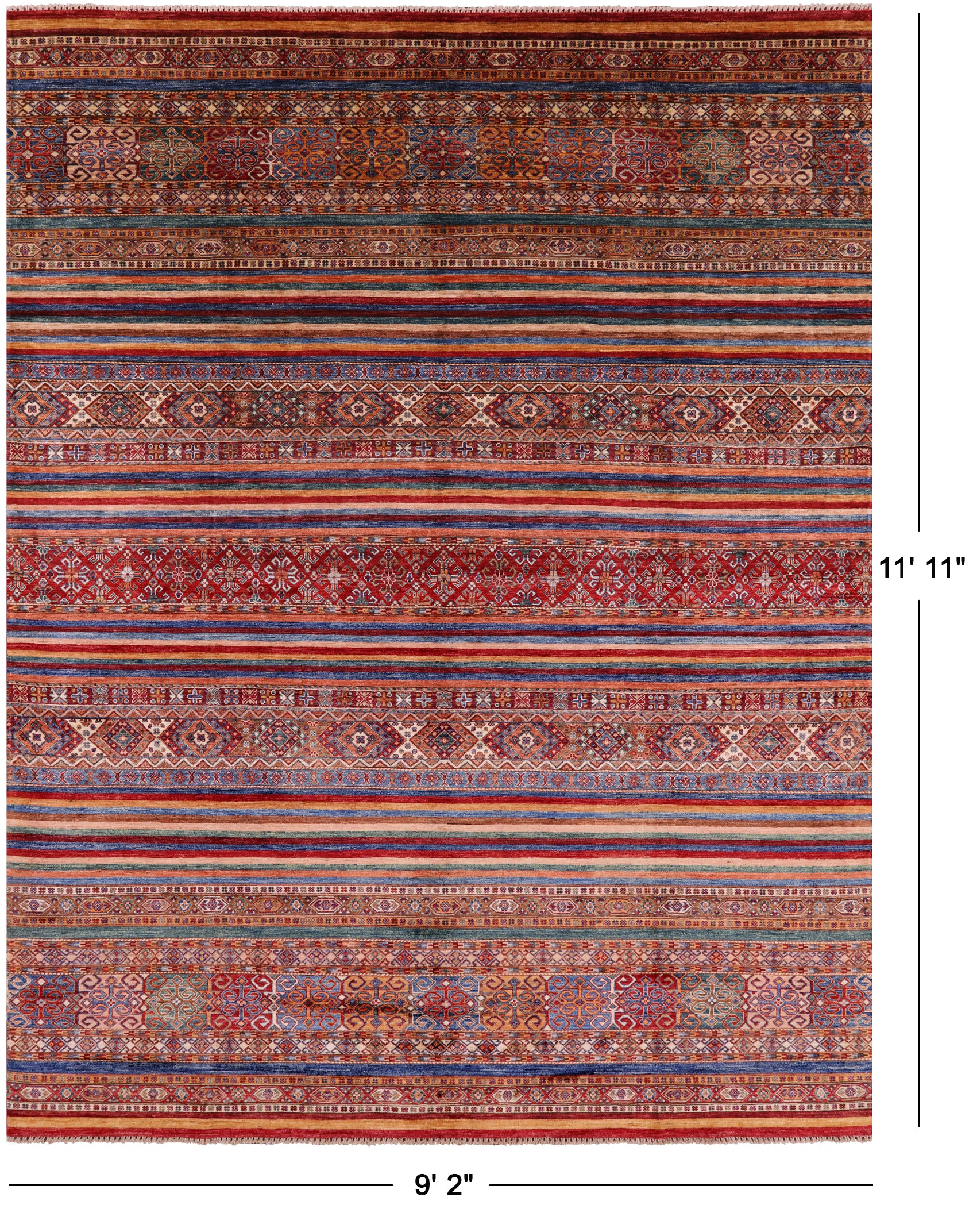 Tribal Khorjin Persian Gabbeh Handmade Wool Rug - 9' 2" X 11' 11" - Golden Nile