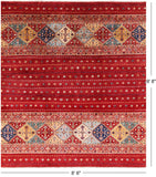 Red Tribal Khorjin Persian Gabbeh Hand Knotted Wool Rug - 8' 6" X 9' 8" - Golden Nile