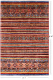 Khorjin Persian Gabbeh Hand Knotted Wool Rug - 4' 1" X 6' 4" - Golden Nile