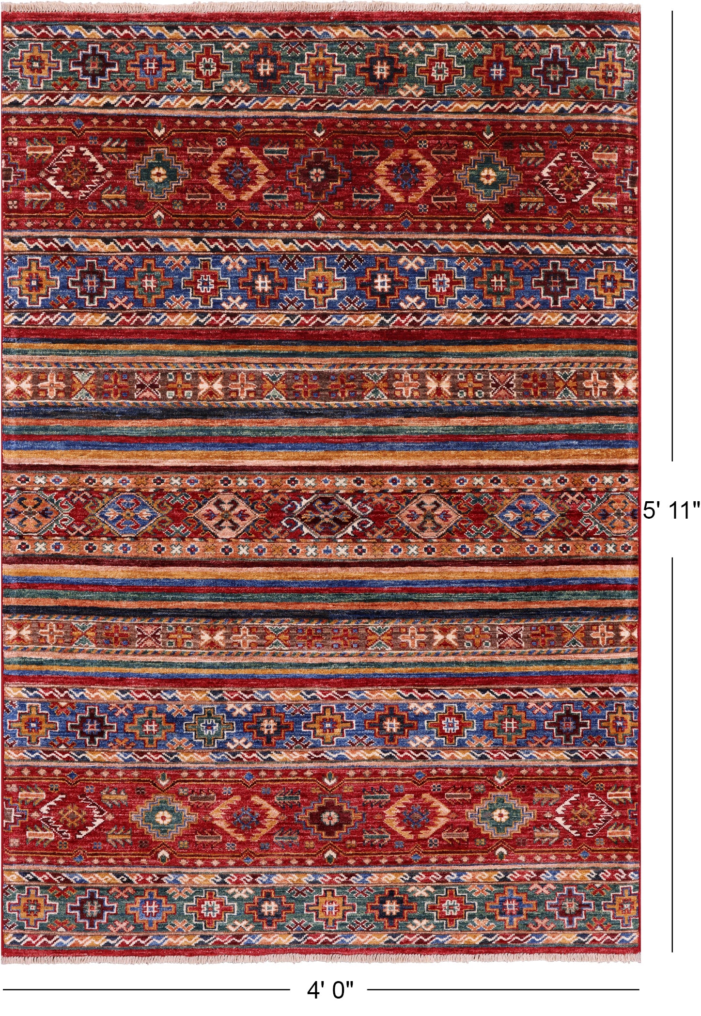 Khorjin Persian Gabbeh Handmade Wool Rug - 4' 0" X 5' 11" - Golden Nile