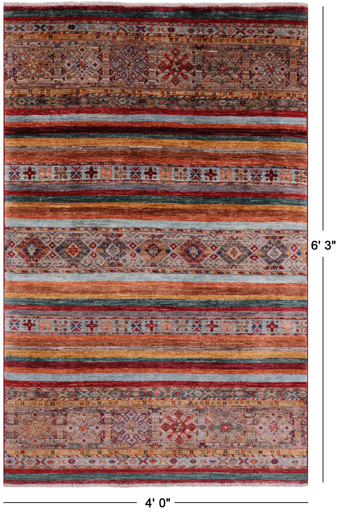 Khorjin Persian Gabbeh Hand Knotted Wool Rug - 4' 0" X 6' 3" - Golden Nile