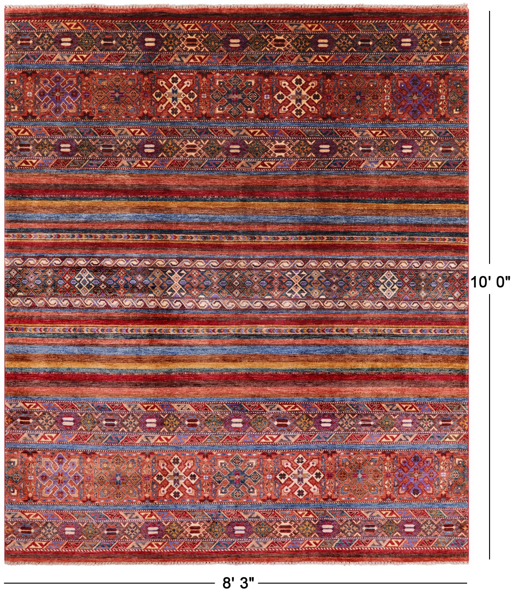 Khorjin Persian Gabbeh Handmade Wool Rug - 8' 3" X 10' 0" - Golden Nile