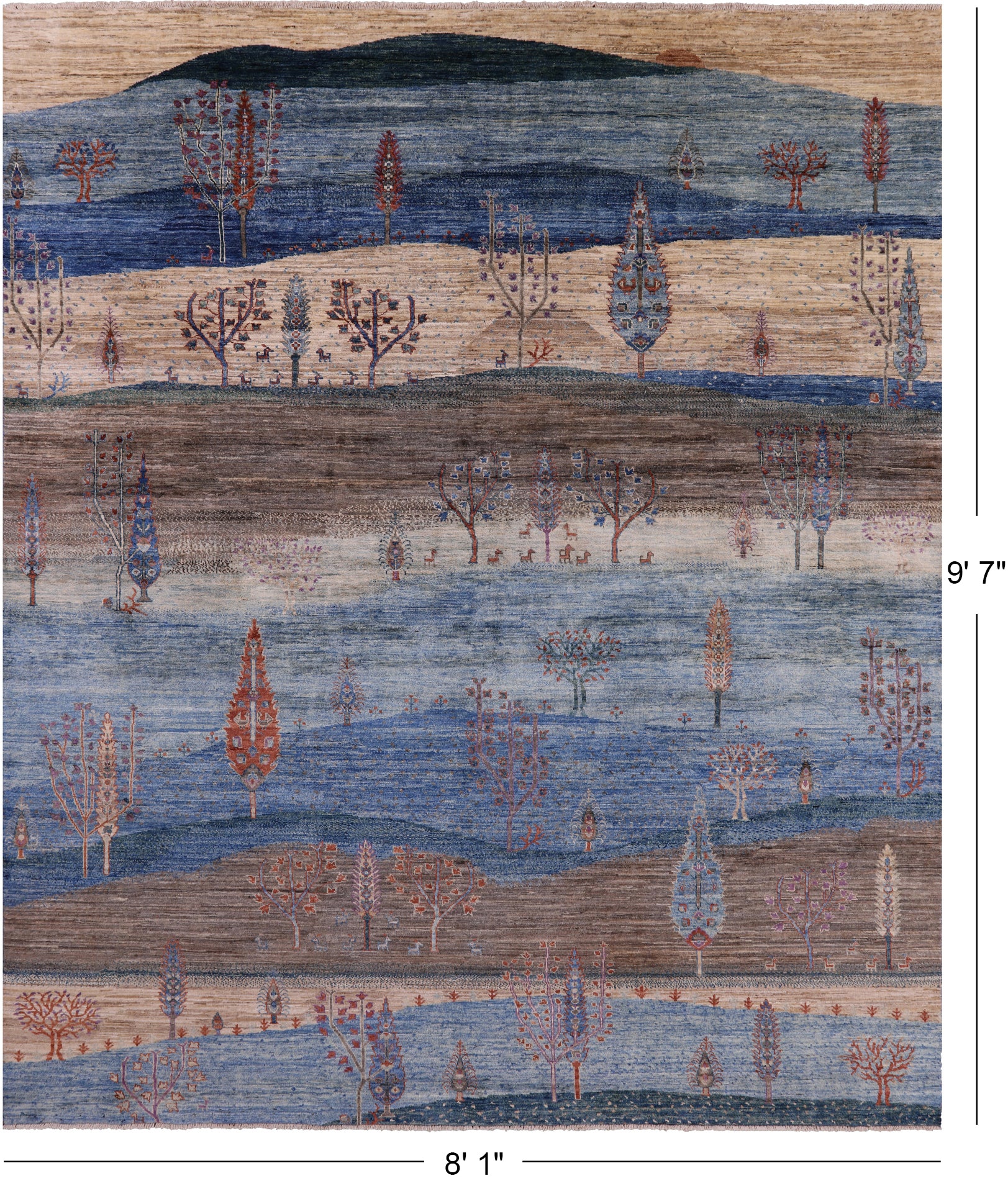 Tribal Persian Gabbeh Hand Knotted Wool Rug - 8' 1" X 9' 7" - Golden Nile