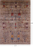 Tribal Persian Gabbeh Hand Knotted Wool Rug - 6' 7" X 9' 8" - Golden Nile