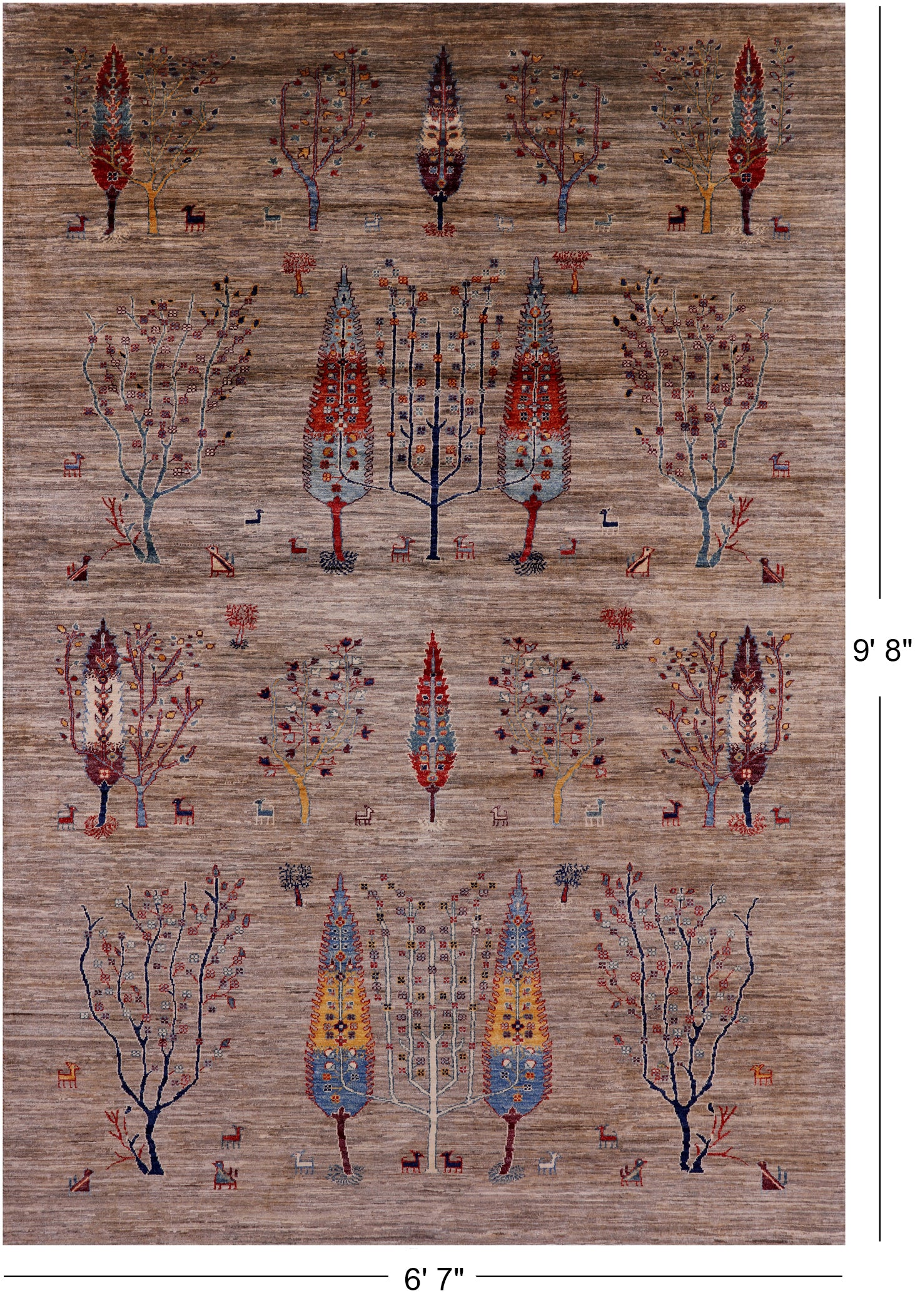 Tribal Persian Gabbeh Hand Knotted Wool Rug - 6' 7" X 9' 8" - Golden Nile